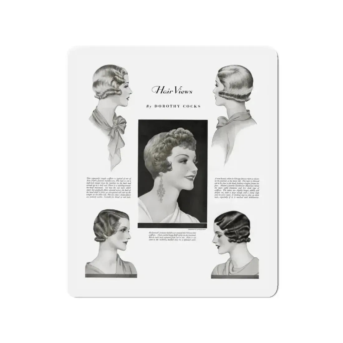 Hair Views by Dorothy Cocks, Ladies' Home Journal, June 1933 (Magazine Illustration) Refrigerator Magnet - The Sticker Space