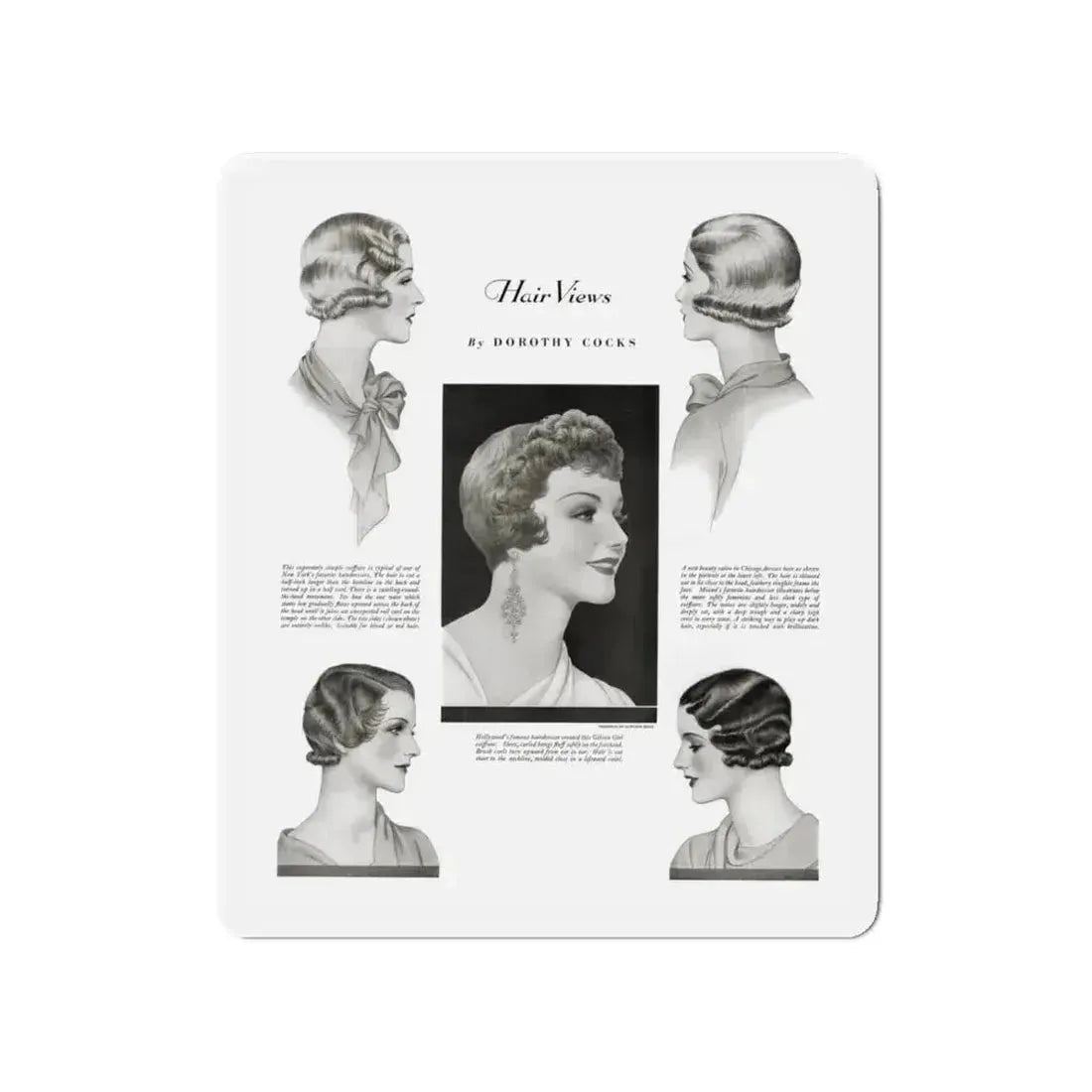 Hair Views by Dorothy Cocks, Ladies' Home Journal, June 1933 (Magazine Illustration) Refrigerator Magnet - The Sticker Space