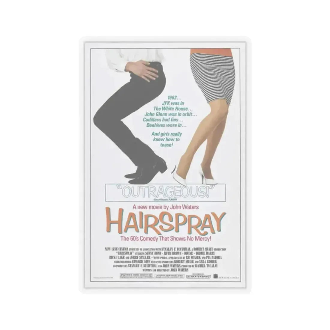 HAIRSPRAY 1988 Movie Poster - STICKER Vinyl Kiss-Cut Decal 2 Inch Transparent - The Sticker Space