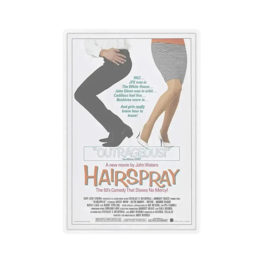 HAIRSPRAY 1988 Movie Poster - STICKER Vinyl Kiss-Cut Decal 3 Inch Transparent - The Sticker Space