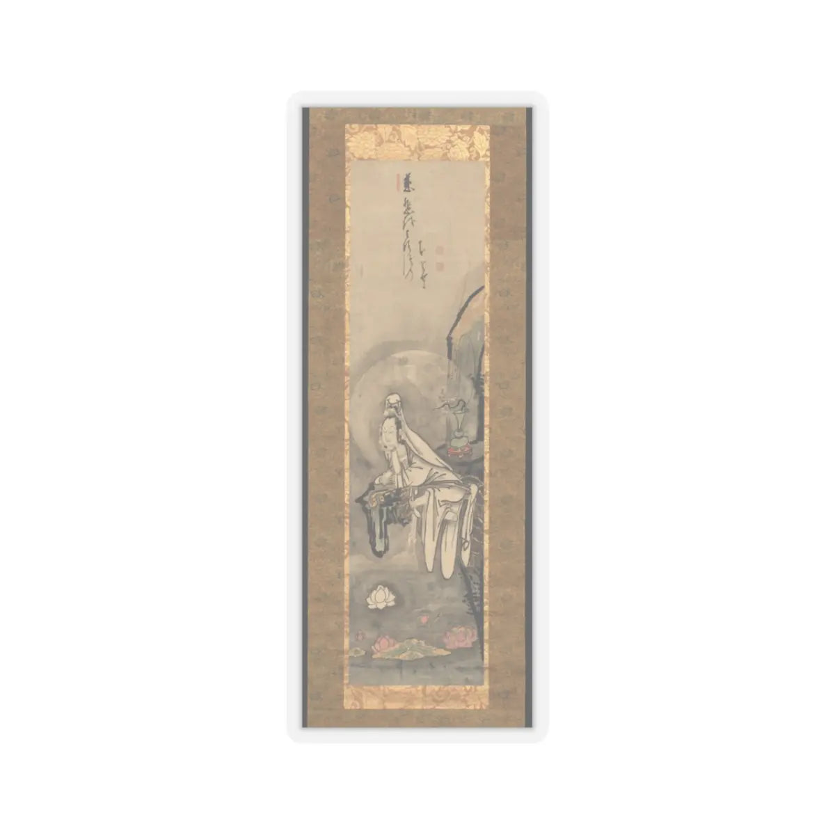 Hakuin Ekaku - Kannon by a Lotus Pond - 1750s v1 - STICKER Vinyl Kiss-Cut Decal