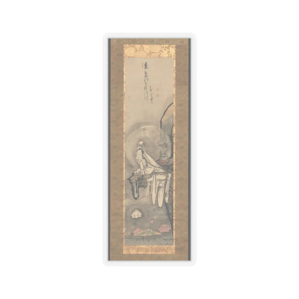 Hakuin Ekaku - Kannon by a Lotus Pond - 1750s v1 - STICKER Vinyl Kiss-Cut Decal