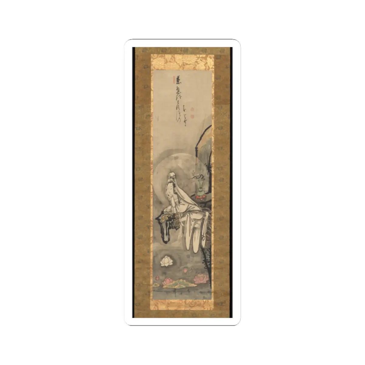 Hakuin Ekaku - Kannon by a Lotus Pond - 1750s v1 - STICKER Vinyl Kiss-Cut Decal