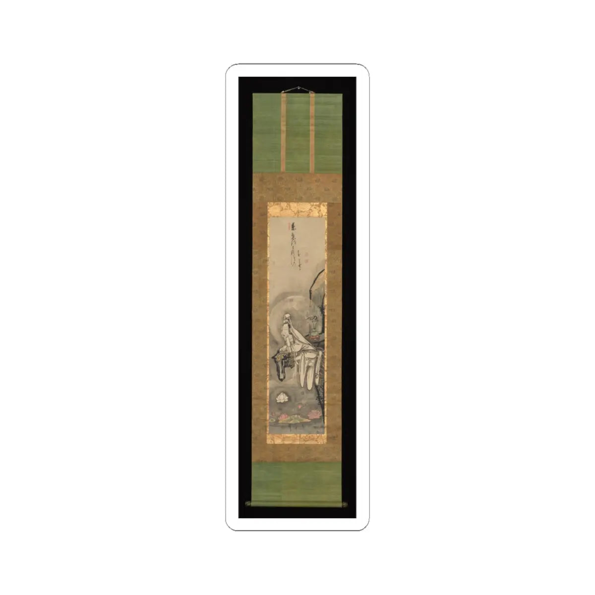 Hakuin Ekaku - Kannon by a Lotus Pond - 1750s v2 - STICKER Vinyl Kiss-Cut Decal