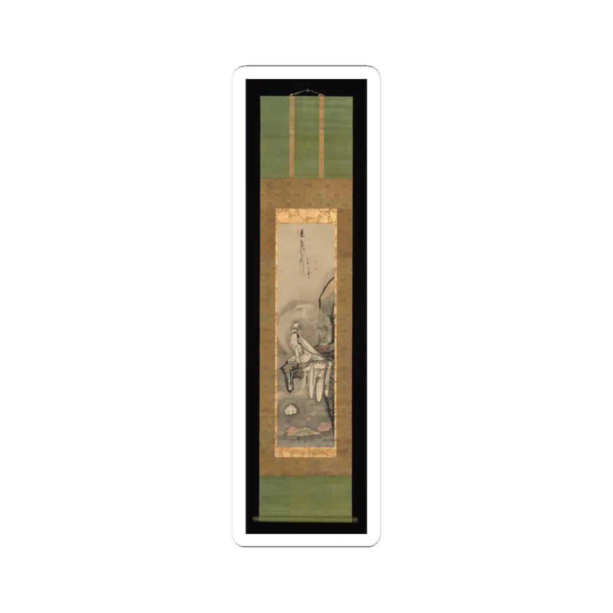 Hakuin Ekaku - Kannon by a Lotus Pond - 1750s v2 - STICKER Vinyl Kiss-Cut Decal