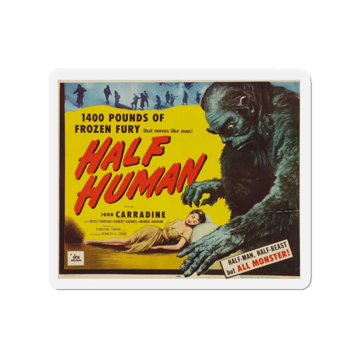 HALF HUMAN 1955 Movie Poster - Die-Cut Magnet-2" x 2"-The Sticker Space