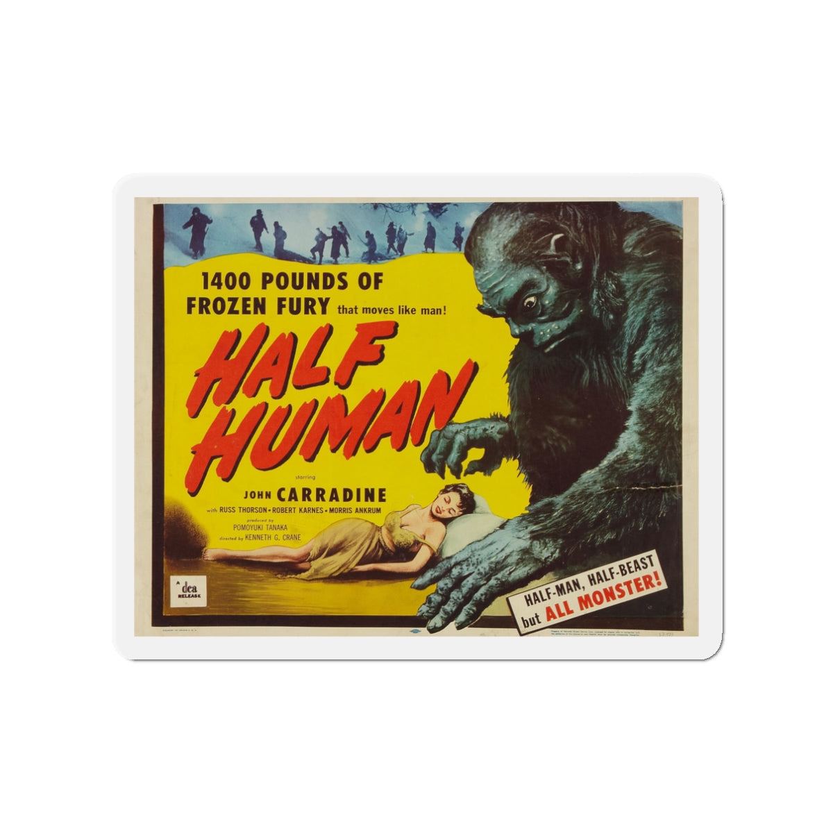 HALF HUMAN 1955 Movie Poster - Die-Cut Magnet-3" x 3"-The Sticker Space