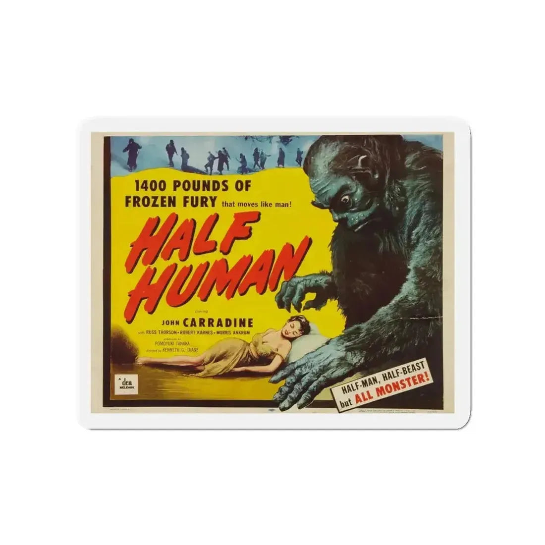 HALF HUMAN 1955 Movie Poster - Refrigerator Magnet - The Sticker Space