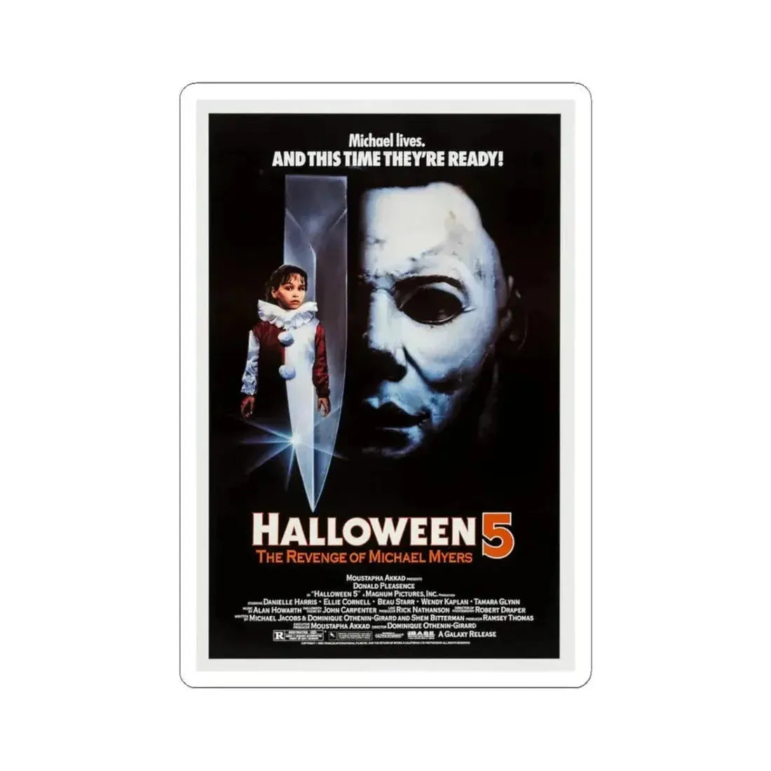 Halloween 5 1989 Movie Poster - STICKER Vinyl Kiss-Cut Decal 3 Inch White - The Sticker Space