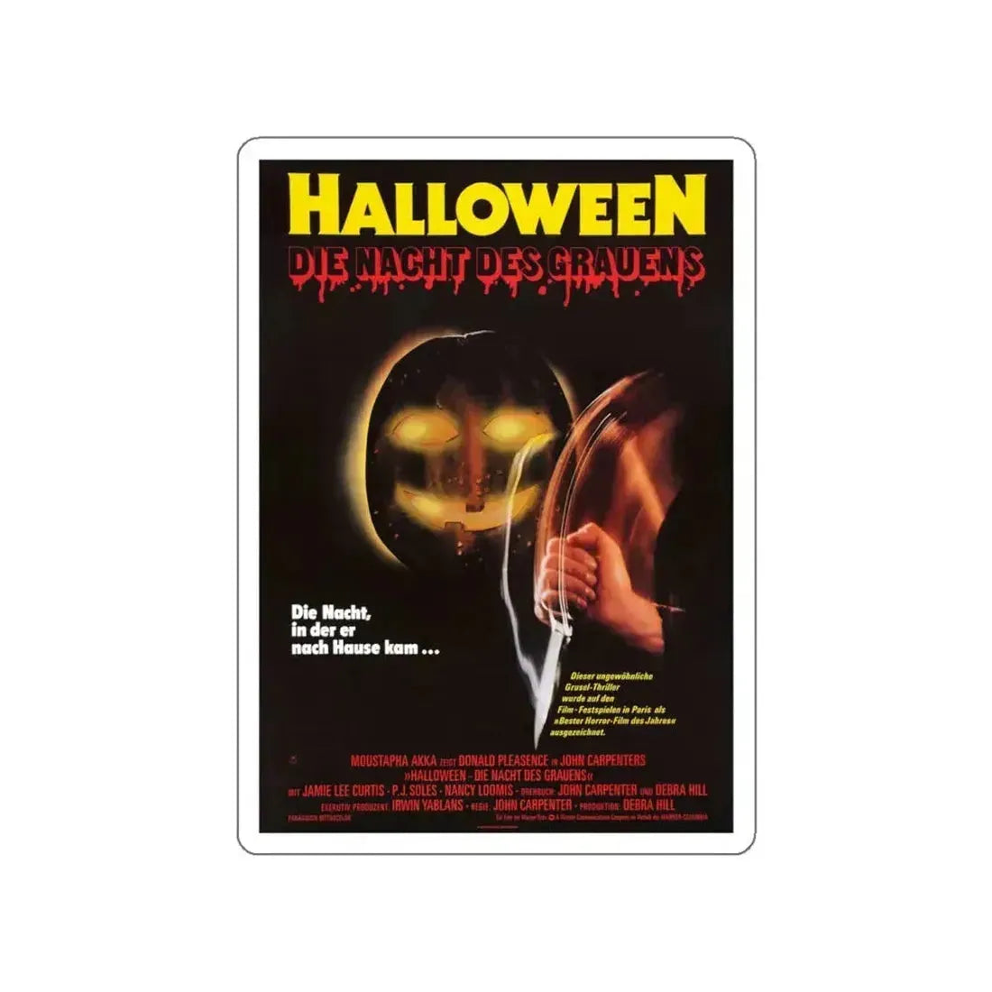 HALLOWEEN (GERMAN) 1978 Movie Poster STICKER Vinyl Die-Cut Decal 4 Inch - The Sticker Space