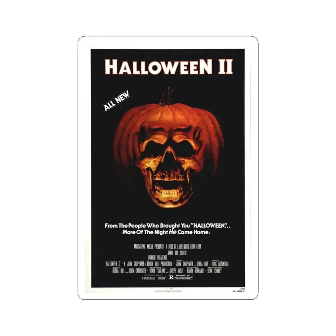 Halloween II 1981 Movie Poster - STICKER Vinyl Kiss-Cut Decal 3 Inch White - The Sticker Space