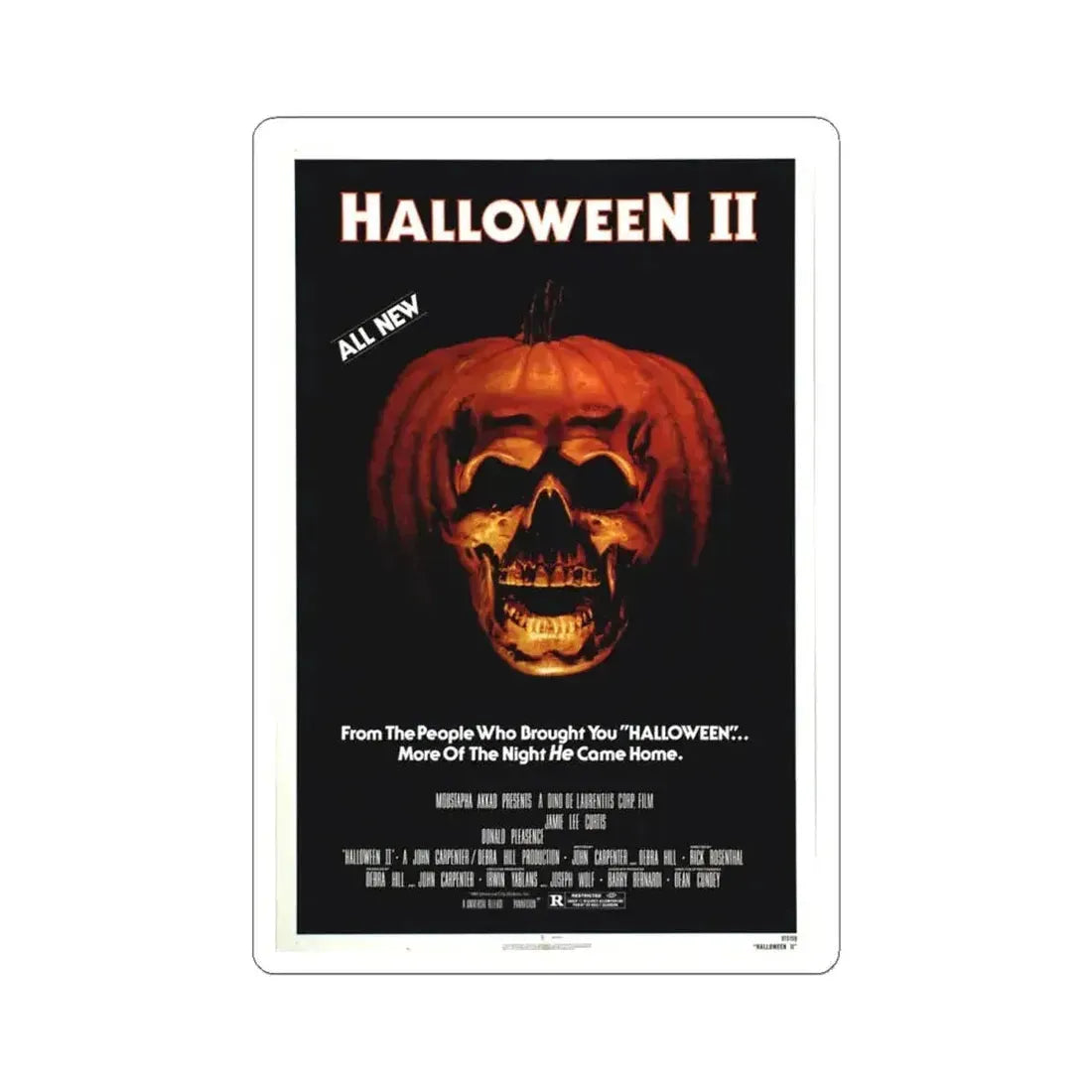 Halloween II 1981 Movie Poster - STICKER Vinyl Kiss-Cut Decal 4 Inch White - The Sticker Space