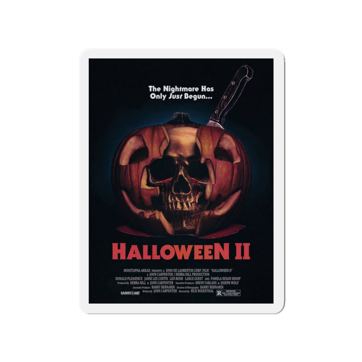 HALLOWEEN II (SADISTART) 1981 Movie Poster - Die-Cut Magnet-3" x 3"-The Sticker Space