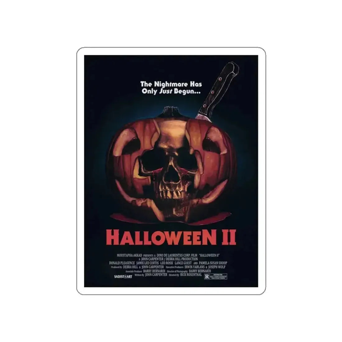 HALLOWEEN II (SADISTART) 1981 Movie Poster STICKER Vinyl Die-Cut Decal 3 Inch - The Sticker Space