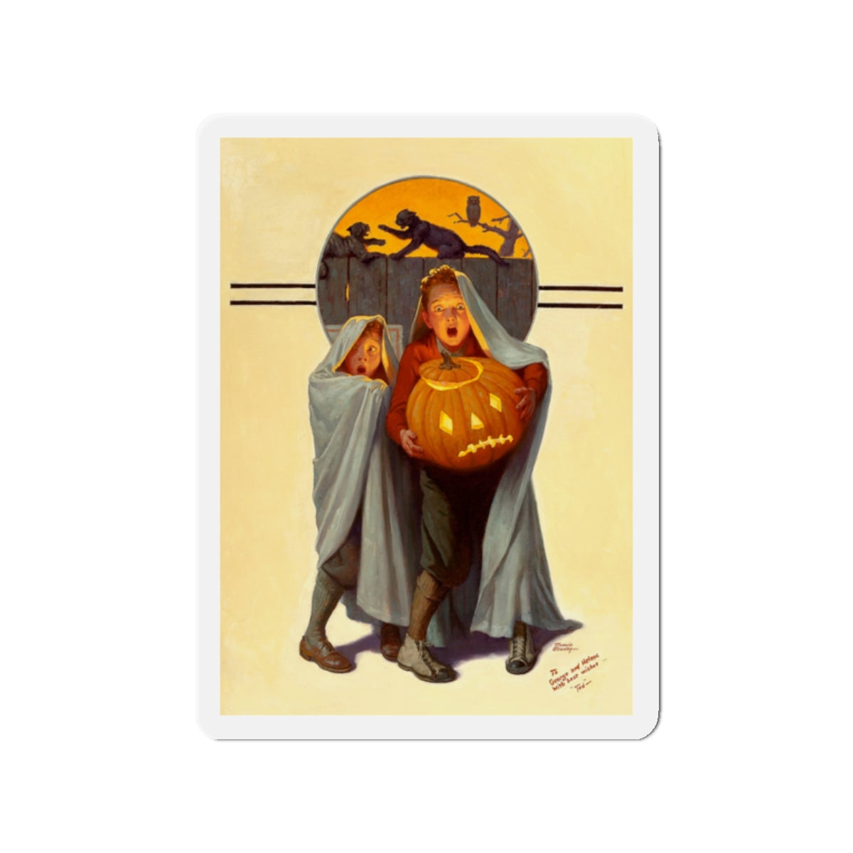 Halloween Scare, The Saturday Evening Post cover, November 2, 1935 (Magazine Illustration) Refrigerator Magnet