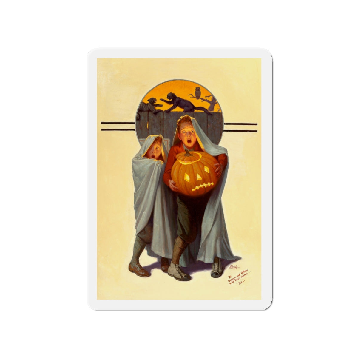 Halloween Scare, The Saturday Evening Post cover, November 2, 1935 (Magazine Illustration) Refrigerator Magnet