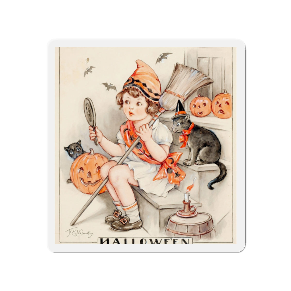 Halloween Spirits, Hearth and Home magazine cover (Magazine Illustration) Refrigerator Magnet