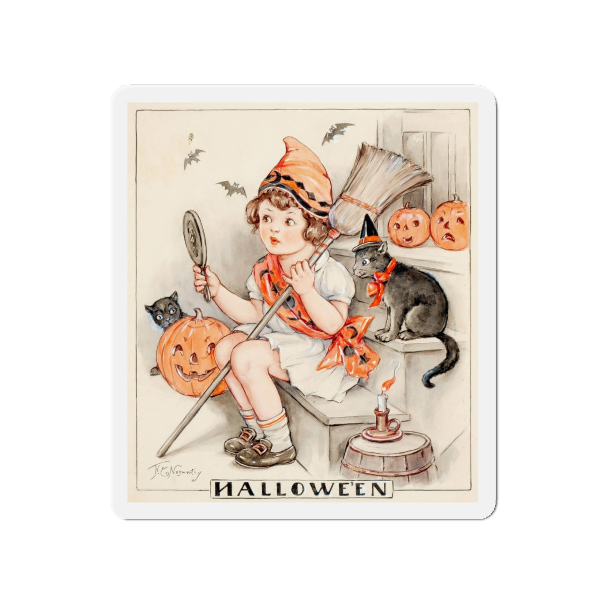 Halloween Spirits, Hearth and Home magazine cover (Magazine Illustration) Refrigerator Magnet