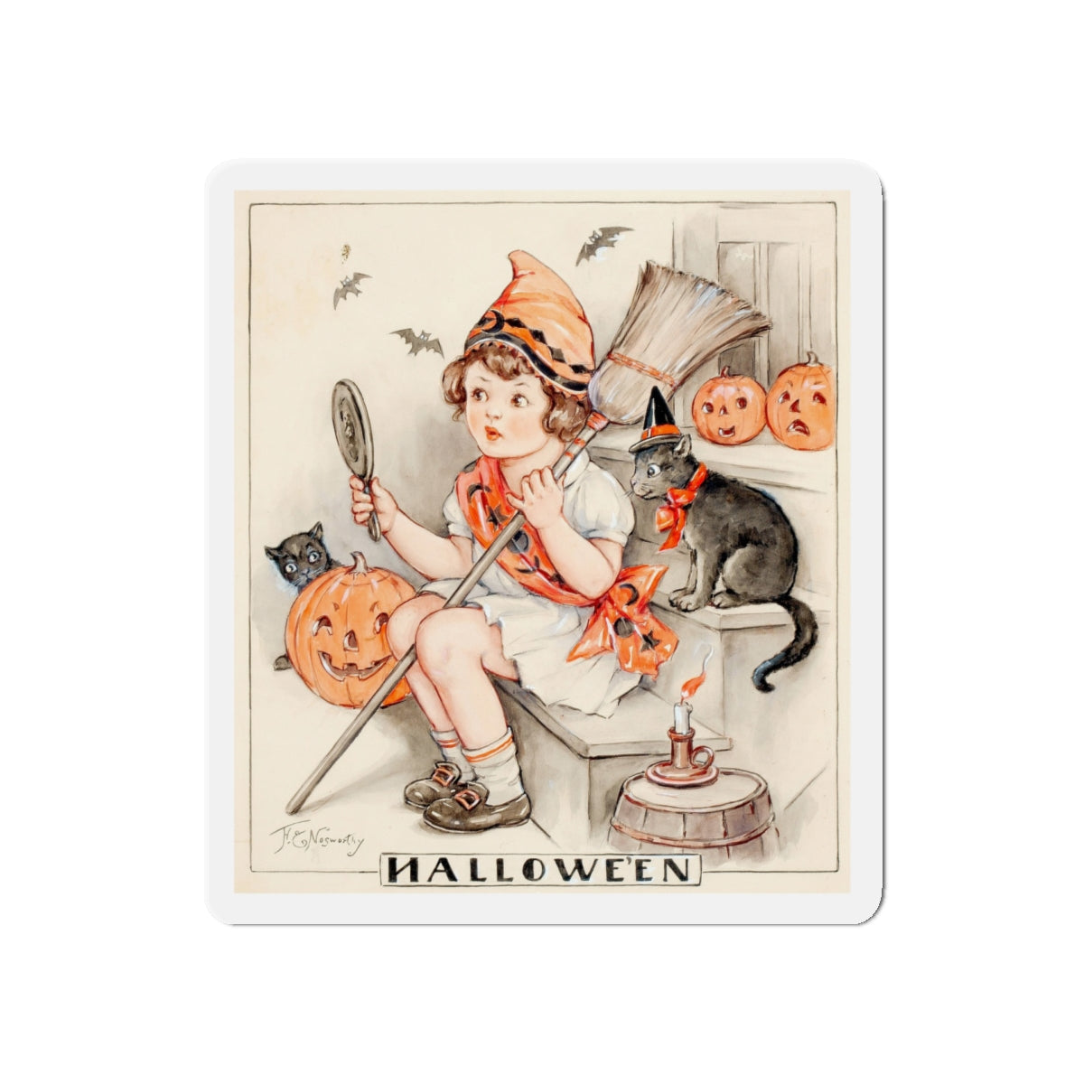 Halloween Spirits, Hearth and Home magazine cover (Magazine Illustration) Refrigerator Magnet