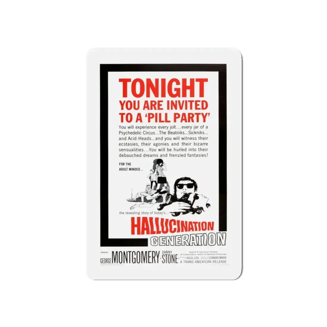 HALLUCINATION GENERATION 1966 Movie Poster - Refrigerator Magnet 5 Inch - The Sticker Space