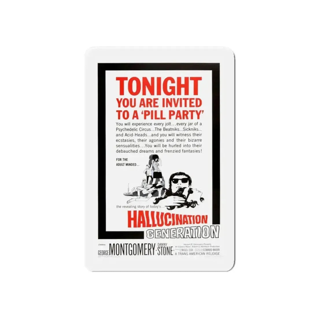 HALLUCINATION GENERATION 1966 Movie Poster - Refrigerator Magnet - The Sticker Space