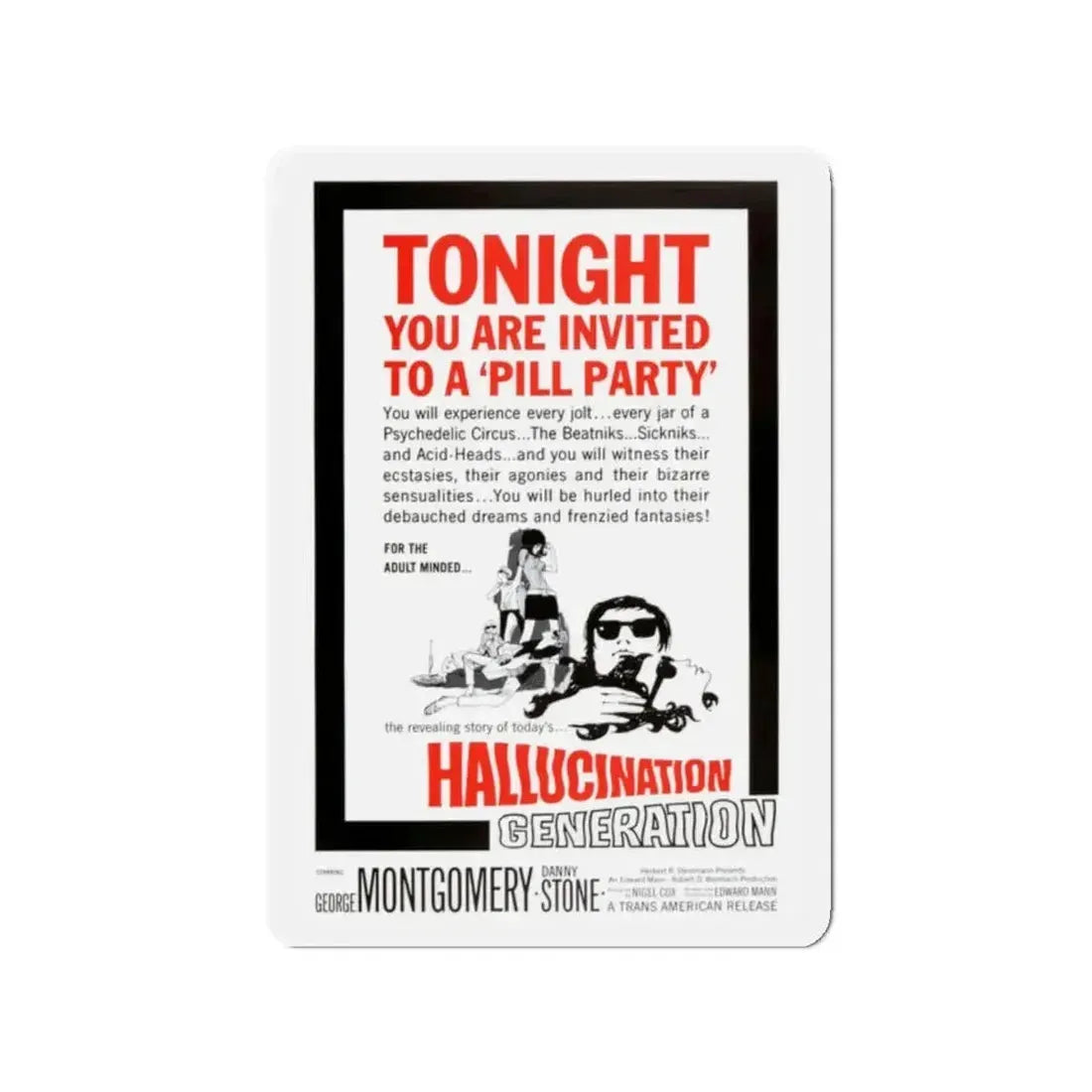 HALLUCINATION GENERATION 1966 Movie Poster - Refrigerator Magnet - The Sticker Space