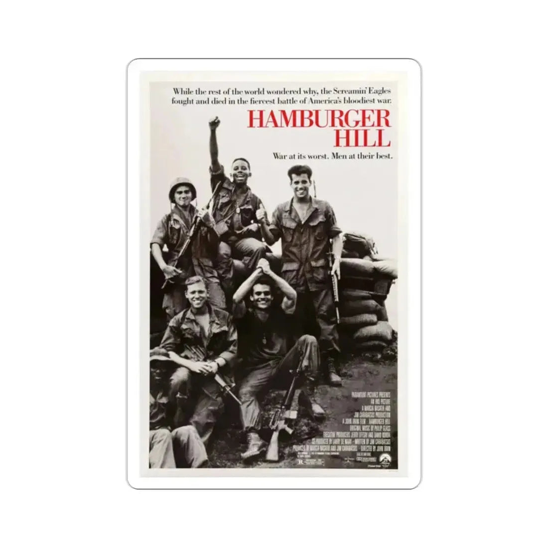 Hamburger Hill 1987 Movie Poster STICKER Vinyl Die-Cut Decal 2 Inch - The Sticker Space