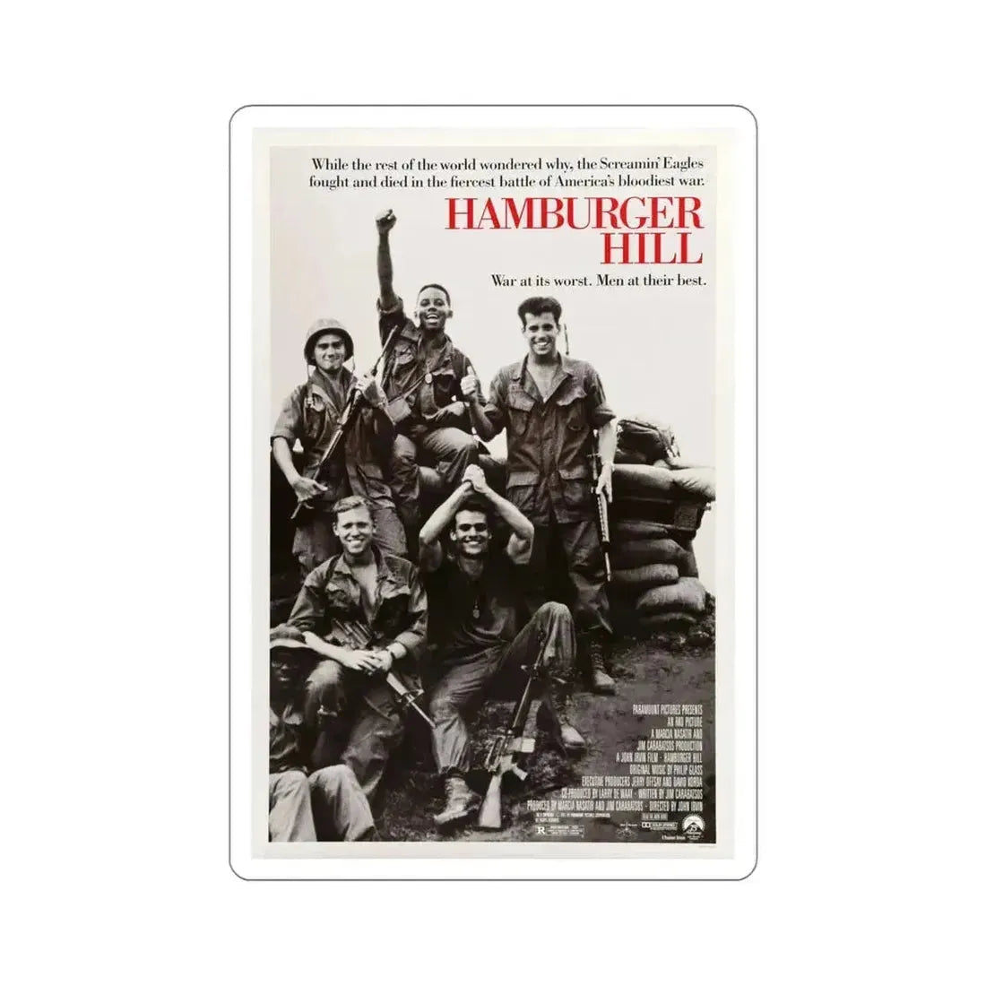 Hamburger Hill 1987 Movie Poster STICKER Vinyl Die-Cut Decal 6 Inch - The Sticker Space