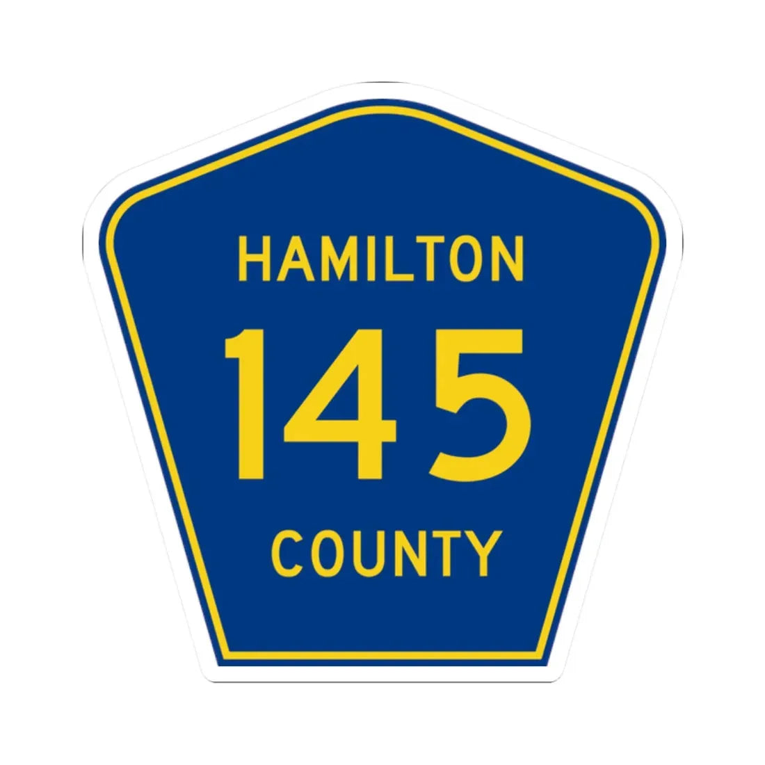 Hamilton County 145 (Florida) (Road Sign) STICKER Vinyl Kiss-Cut Decal 2 Inch White - The Sticker Space