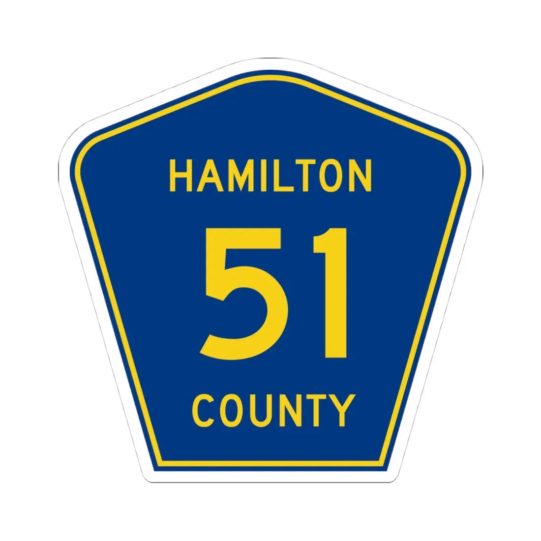 Hamilton County 51 (Florida) (Road Sign) STICKER Vinyl Kiss-Cut Decal 4 Inch White - The Sticker Space