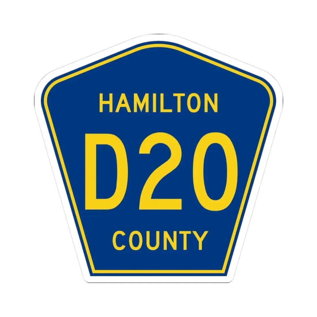 Hamilton County Route D20 IA (Iowa) (Road Sign) STICKER Vinyl Kiss-Cut Decal 3 Inch White - The Sticker Space