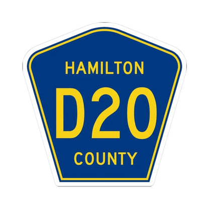 Hamilton County Route D20 IA (Iowa) (Road Sign) STICKER Vinyl Kiss-Cut Decal 3 Inch White - The Sticker Space