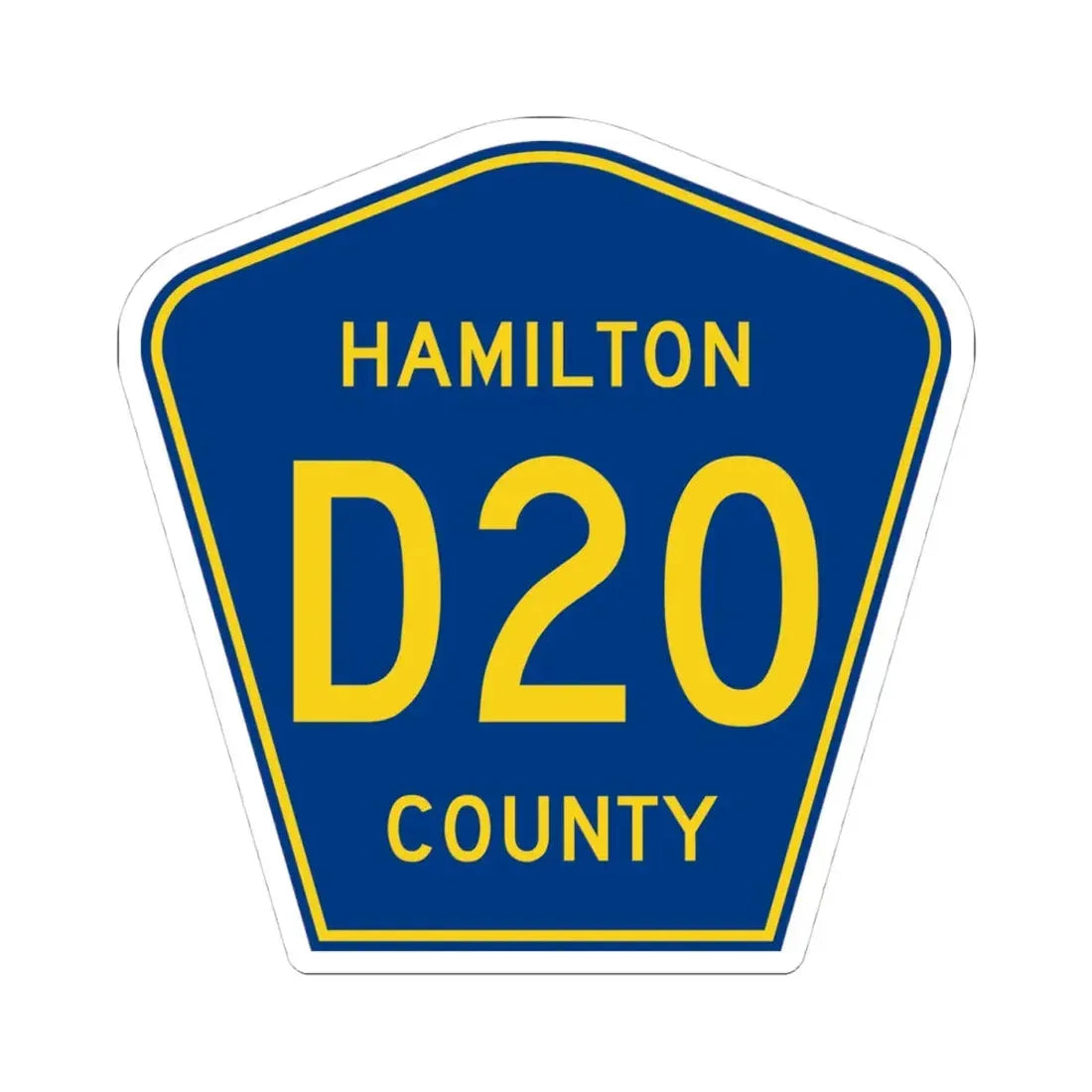 Hamilton County Route D20 IA (Iowa) (Road Sign) STICKER Vinyl Kiss-Cut Decal 4 Inch White - The Sticker Space