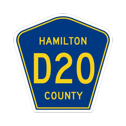 Hamilton County Route D20 IA (Iowa) (Road Sign) STICKER Vinyl Kiss-Cut Decal 4 Inch White - The Sticker Space