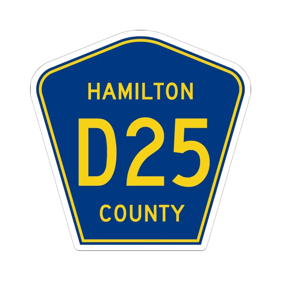 Hamilton County Route D25 IA (Iowa) (Road Sign) STICKER Vinyl Kiss-Cut Decal 6 Inch White - The Sticker Space