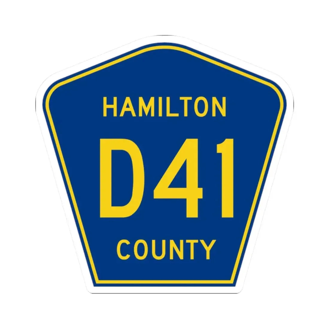 Hamilton County Route D41 IA (Iowa) (Road Sign) STICKER Vinyl Kiss-Cut Decal 2 Inch White - The Sticker Space