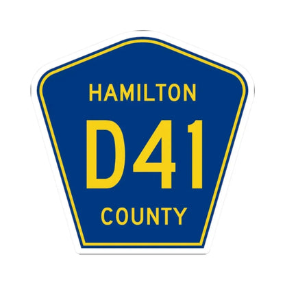 Hamilton County Route D41 IA (Iowa) (Road Sign) STICKER Vinyl Kiss-Cut Decal 2 Inch White - The Sticker Space