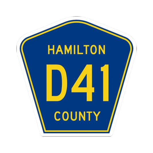 Hamilton County Route D41 IA (Iowa) (Road Sign) STICKER Vinyl Kiss-Cut Decal 2 Inch White - The Sticker Space