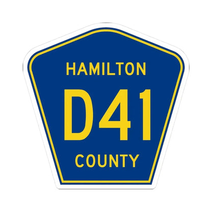 Hamilton County Route D41 IA (Iowa) (Road Sign) STICKER Vinyl Kiss-Cut Decal 3 Inch White - The Sticker Space