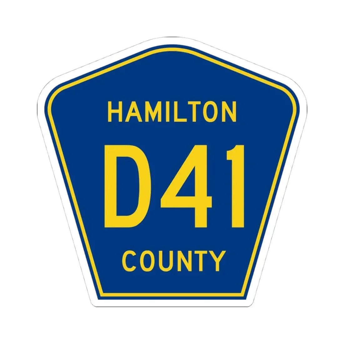 Hamilton County Route D41 IA (Iowa) (Road Sign) STICKER Vinyl Kiss-Cut Decal 4 Inch White - The Sticker Space