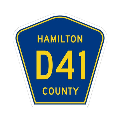 Hamilton County Route D41 IA (Iowa) (Road Sign) STICKER Vinyl Kiss-Cut Decal 4 Inch White - The Sticker Space
