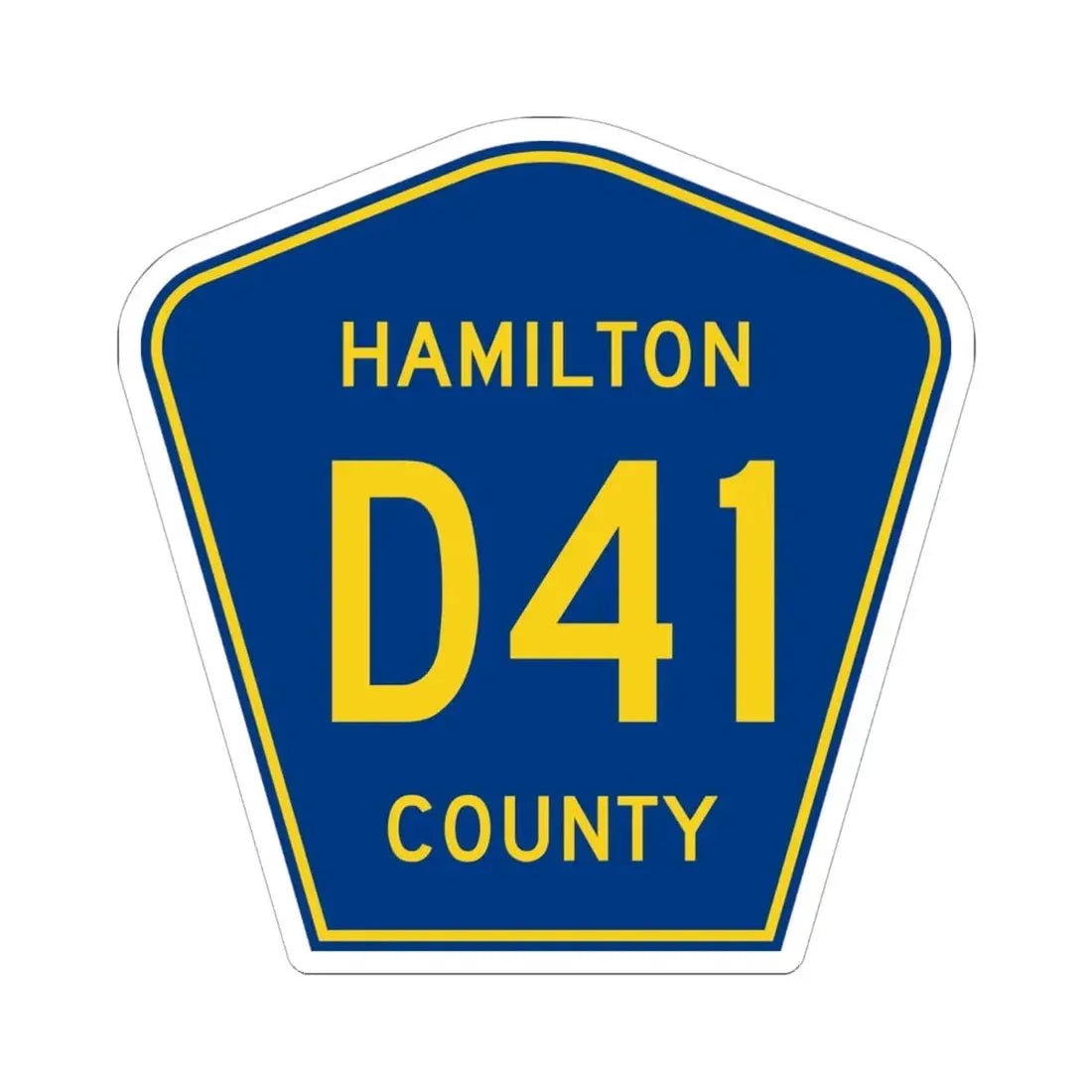 Hamilton County Route D41 IA (Iowa) (Road Sign) STICKER Vinyl Kiss-Cut Decal 6 Inch White - The Sticker Space