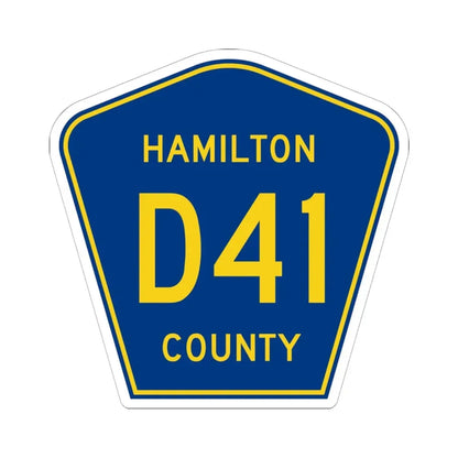 Hamilton County Route D41 IA (Iowa) (Road Sign) STICKER Vinyl Kiss-Cut Decal 6 Inch White - The Sticker Space