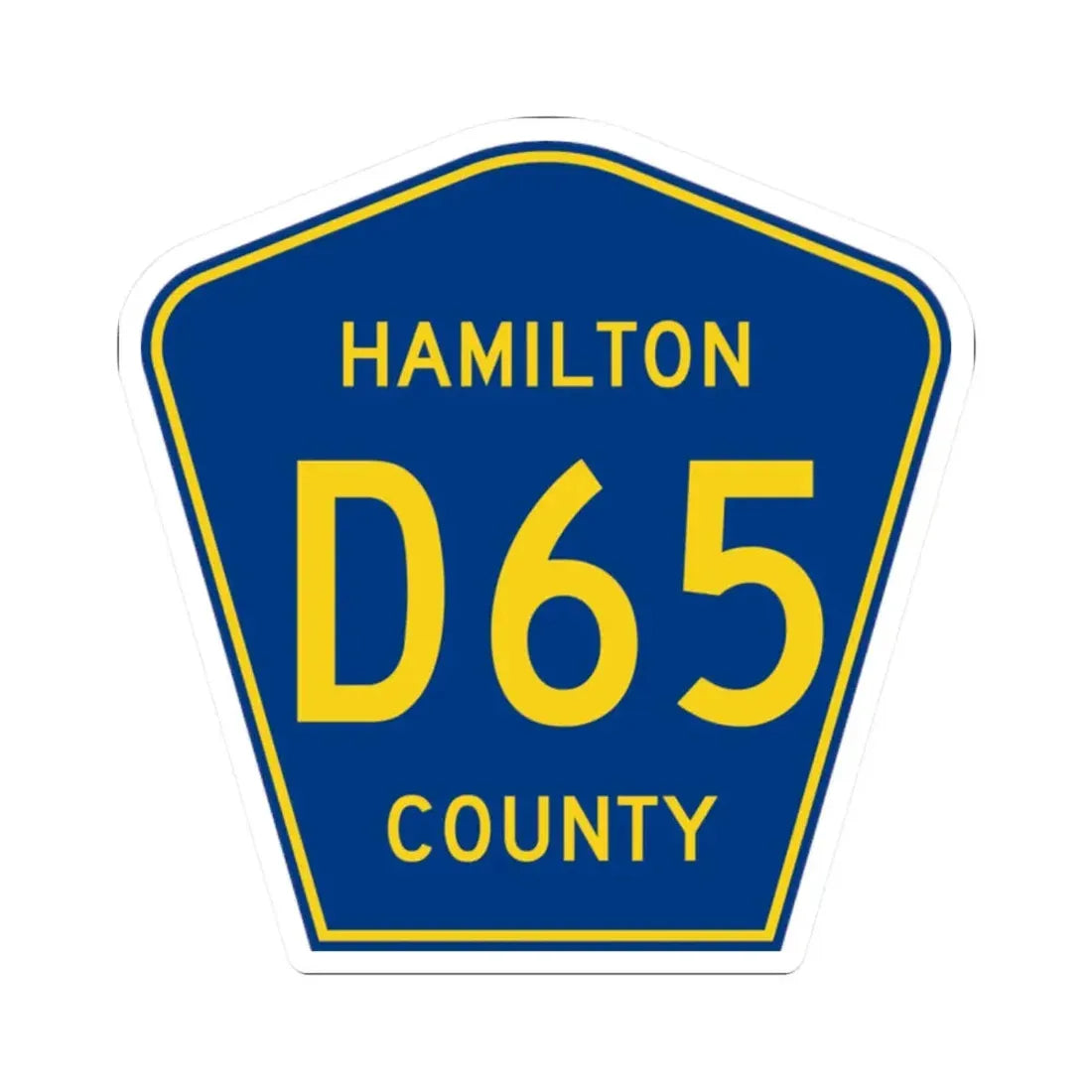 Hamilton County Route D65 IA (Iowa) (Road Sign) STICKER Vinyl Kiss-Cut Decal 2 Inch White - The Sticker Space