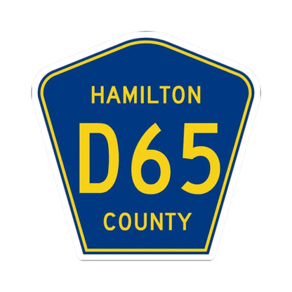 Hamilton County Route D65 IA (Iowa) (Road Sign) STICKER Vinyl Kiss-Cut Decal 2 Inch White - The Sticker Space