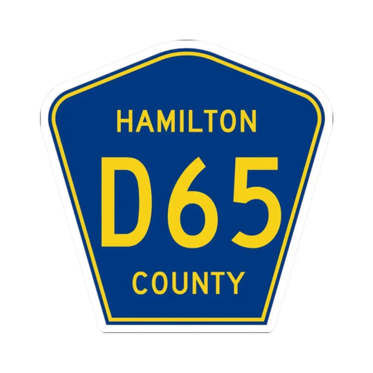 Hamilton County Route D65 IA (Iowa) (Road Sign) STICKER Vinyl Kiss-Cut Decal 2 Inch White - The Sticker Space
