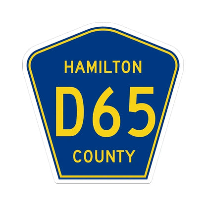 Hamilton County Route D65 IA (Iowa) (Road Sign) STICKER Vinyl Kiss-Cut Decal 3 Inch White - The Sticker Space