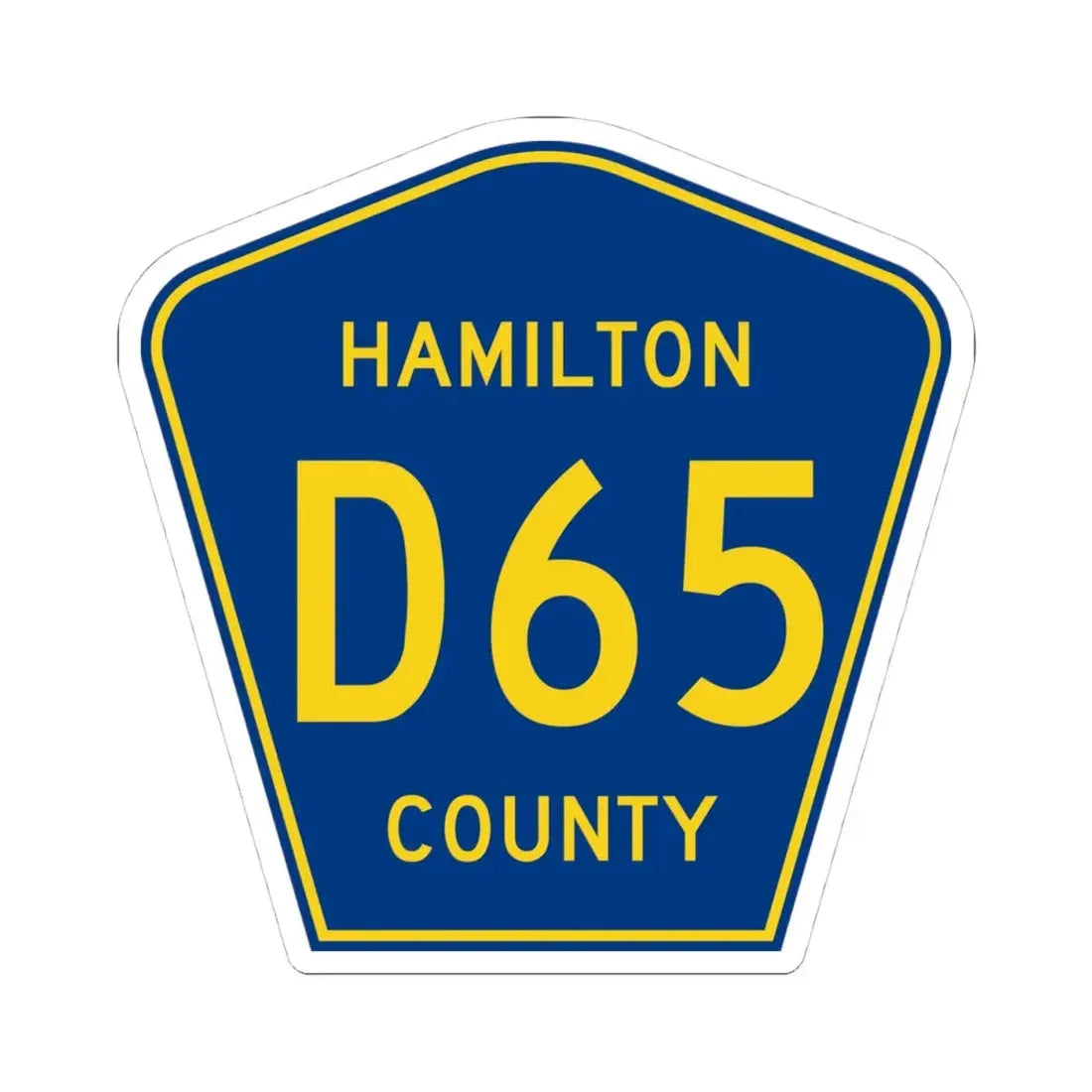 Hamilton County Route D65 IA (Iowa) (Road Sign) STICKER Vinyl Kiss-Cut Decal 4 Inch White - The Sticker Space