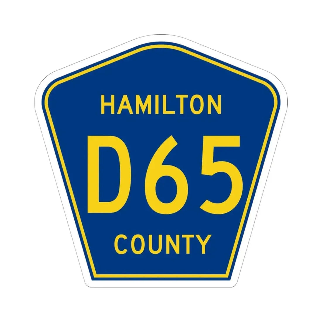 Hamilton County Route D65 IA (Iowa) (Road Sign) STICKER Vinyl Kiss-Cut Decal 6 Inch White - The Sticker Space