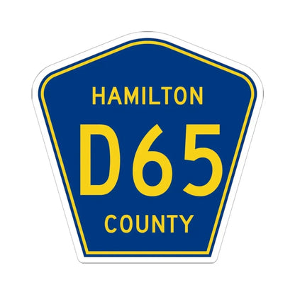 Hamilton County Route D65 IA (Iowa) (Road Sign) STICKER Vinyl Kiss-Cut Decal 6 Inch White - The Sticker Space